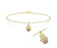 Hamsa with Rhinestone Anklet ANK-191-GP